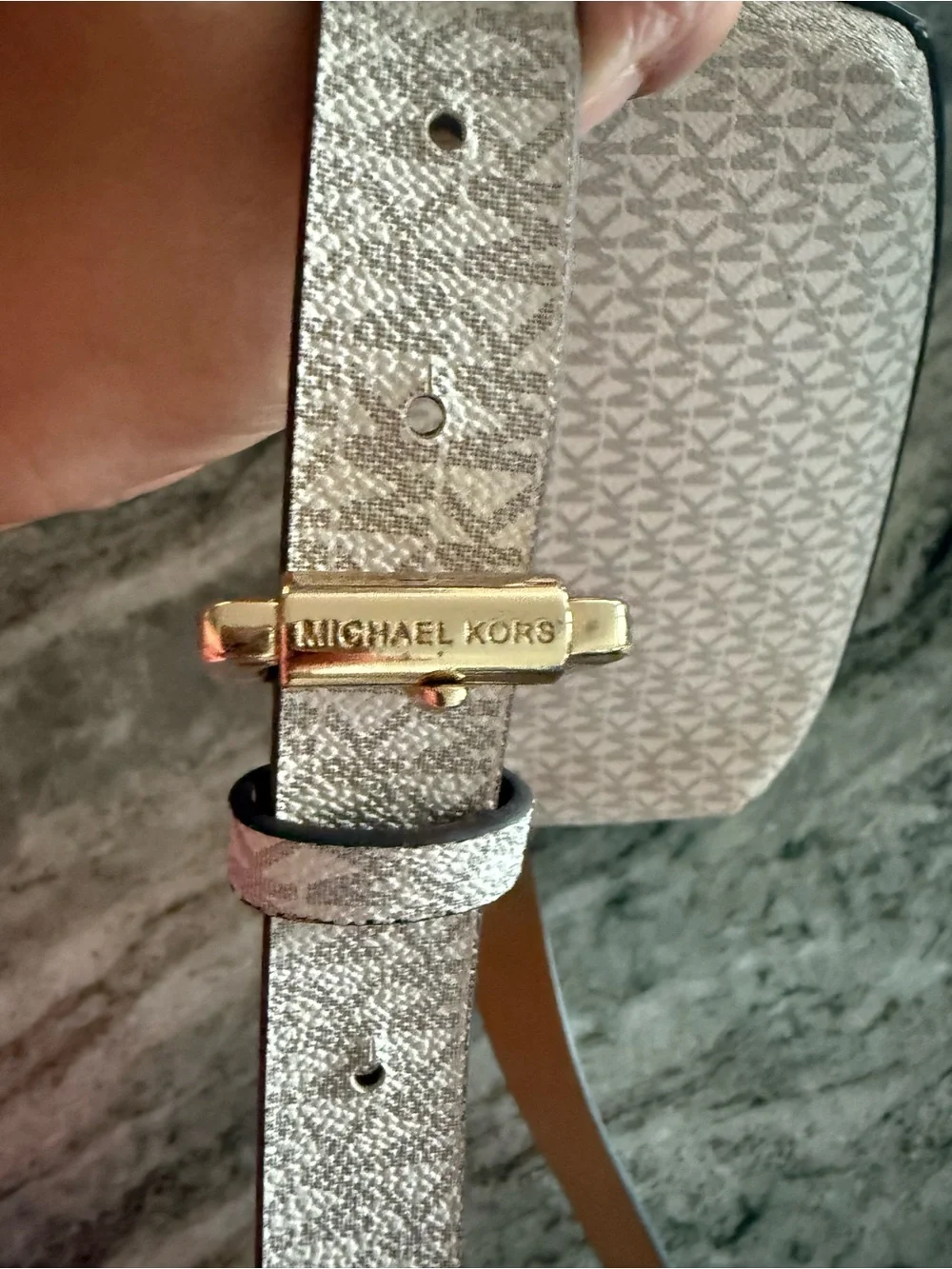 Michael Kors Cream and Brown Signature Stripe Crossbody - Picture 5 of 8